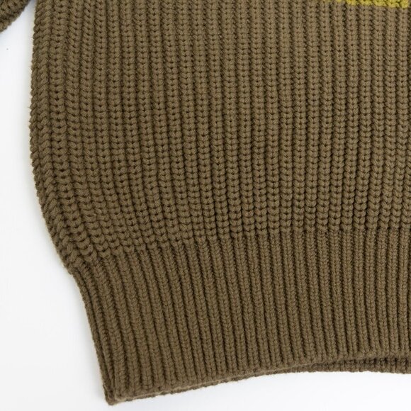 COS Two-Tone Knitted Jumper Wool Blend Chunky Sweater Green - Picture 7 of 13